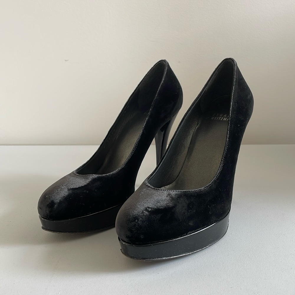 Stuart Weitzman Black Velvet Heels